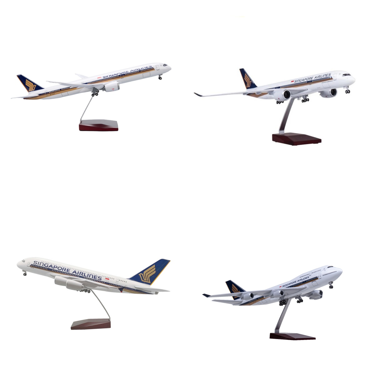 Model Kit Singapore - Modellino di aereo Singapore Airways B737/787/380/350